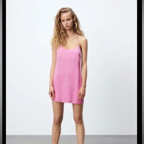 Large Zara Pink Flowy Mini Dress New With Tags